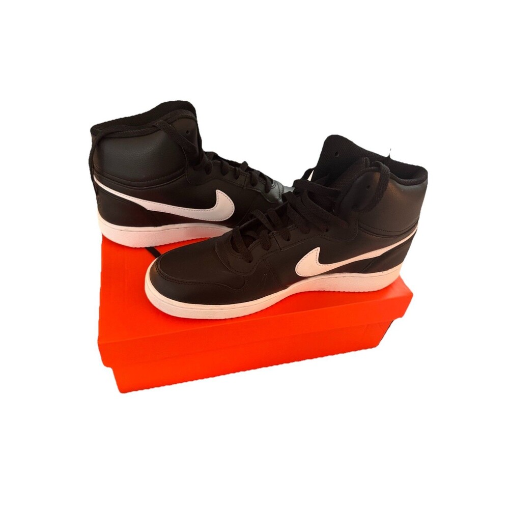 Nike Ebernon Mid Mens Size 10 Black White Sneakers AQ1773-002 New